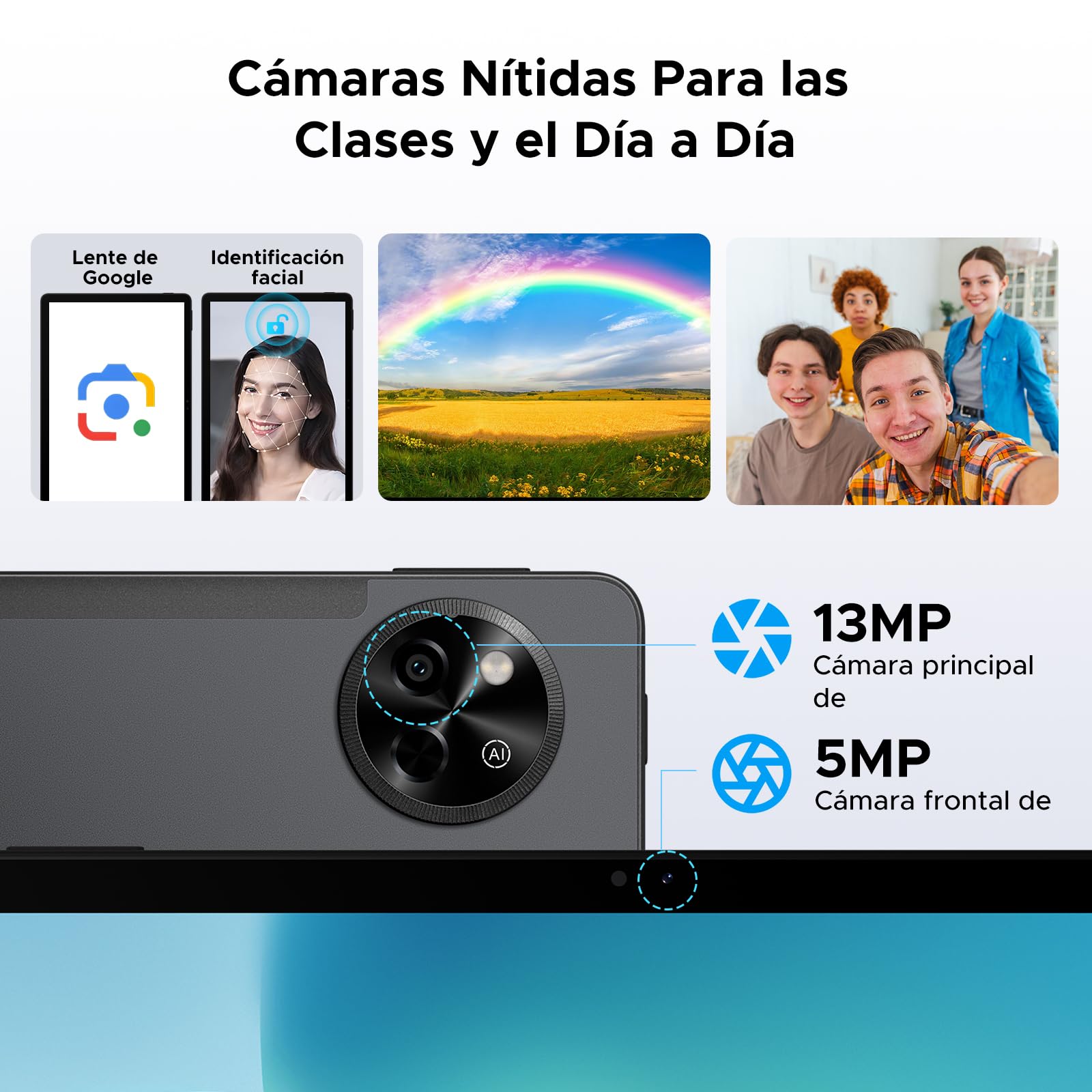 P11 Android 16 Tablet 11 Pulgadas, 48GB RAM + 128GB ROM/2TB TF, T7250 Octa-Core, 90Hz, 8800mAh, 13MP+5MP, Gemini AI, Widevine L1, Face ID, GPS, OTG, Doble altavoz, Tablet con Teclado y Lápiz, Negro