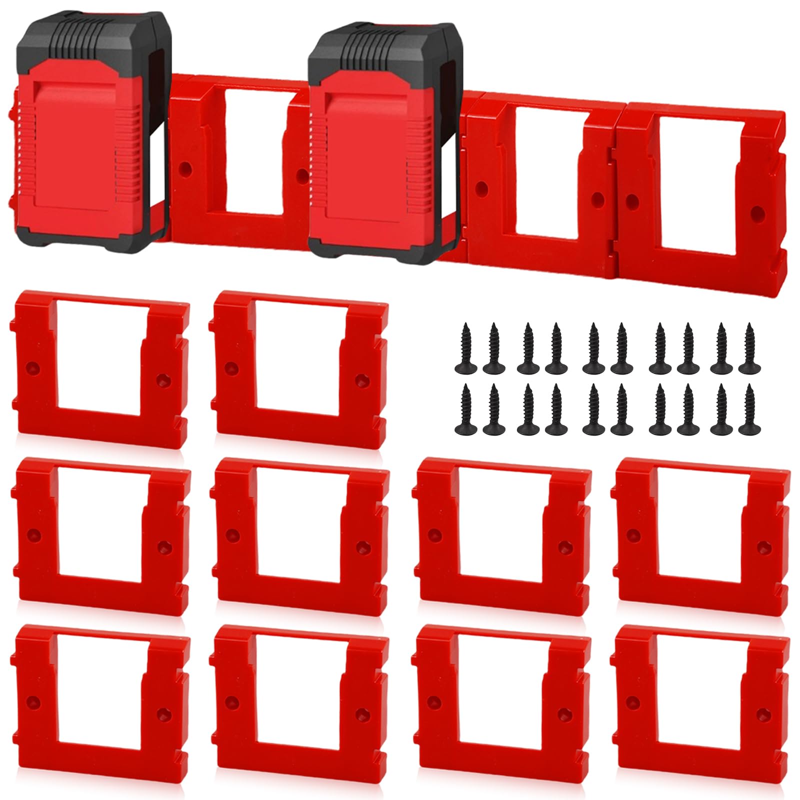 Supporto per Batteria: 10 Pezzi Supporto per Batteria da 18 V con Montaggio a Parete per Einhell, Supporto per Dock per Batteria con Viti, per Carrelli da Lavoro, Rack, Cassette Degli Attrezzi