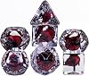 Cusdie 7PCS Polyhedral DND Dice, D&D Dice, Skull Dice Set for Dungeons and Dragons RPG Table Games(Red Skull w/Black Numbers)