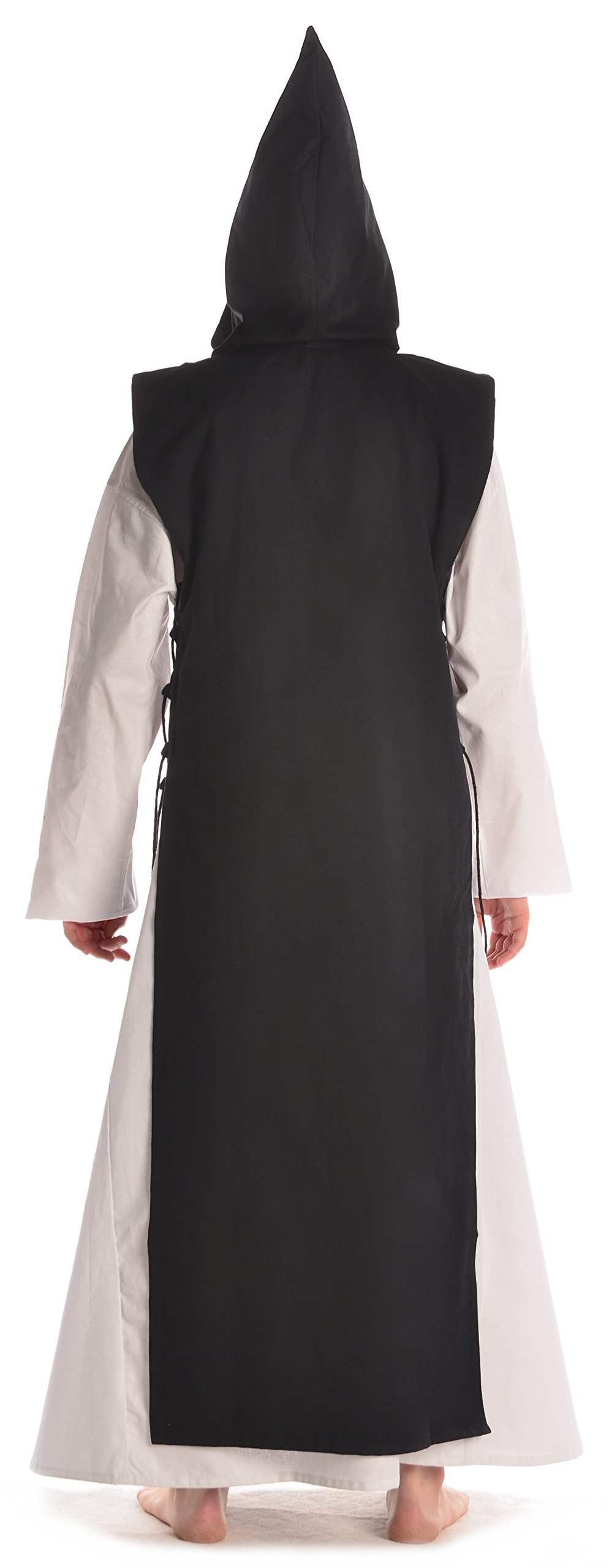 HEMAD Scapulaire médiéval pour Homme avec Capuche et laçage - Pur Coton - Noir, Beige, Vert, Marron