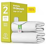 IMPROVIA Washable Underpads, Heavy Absorbency Reusable Incontinence Pads for Kids, Adults, Elderly, and Pets - Waterproof Protection Floor White & White (2 Pack - 34x52)