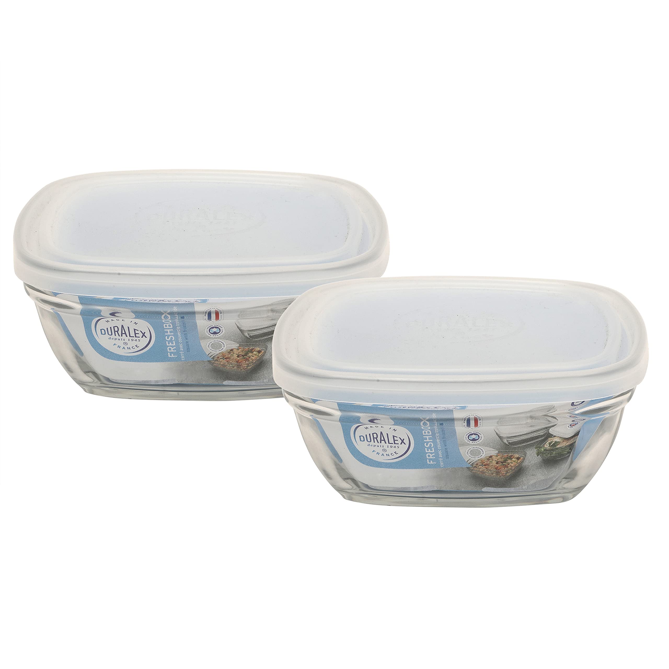 Duralex Freshbox Square 7 7/8" with Frosted Lid 2 Pcs - 2 LTR (9030AM/2)
