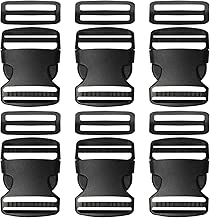 Plastic Buckle 1 1/2 Inch | Dual Adjustable Quick Side Release Replacement Clips with Slides for Dog Collars, Webbing Strap and Backpack Repair | Black, 6 Sets - coolthings.us