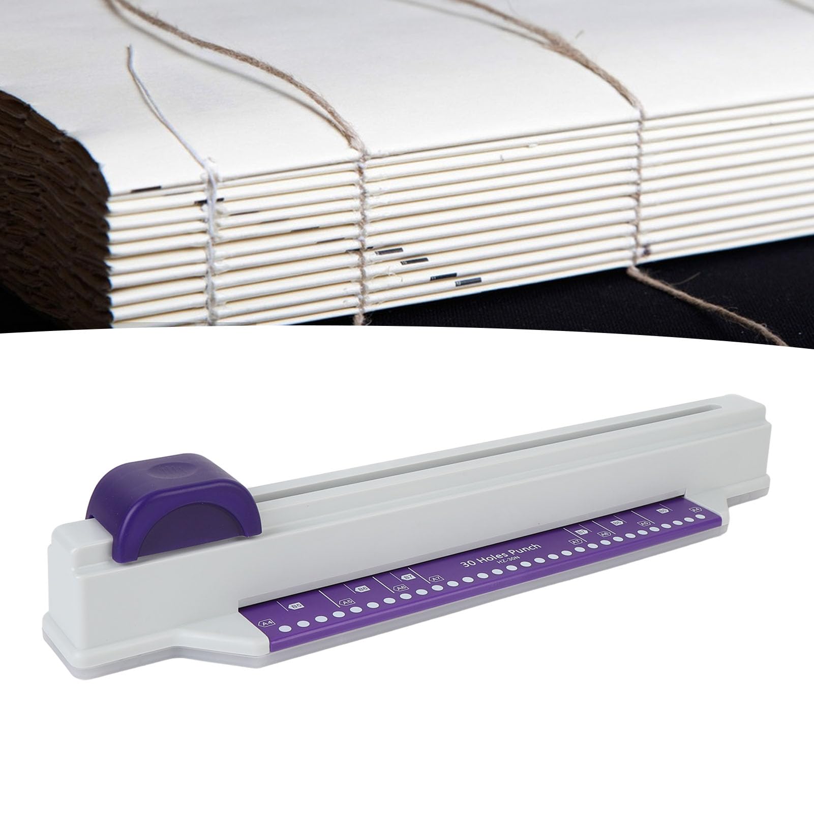 Perforatore da 30 Fori, Perforatore con Design della Maniglia per Risparmiare Sforzo Spingendo a Mano con 4 Strisce di Fogli Sciolti per Materiale Scolastico per Ufficio