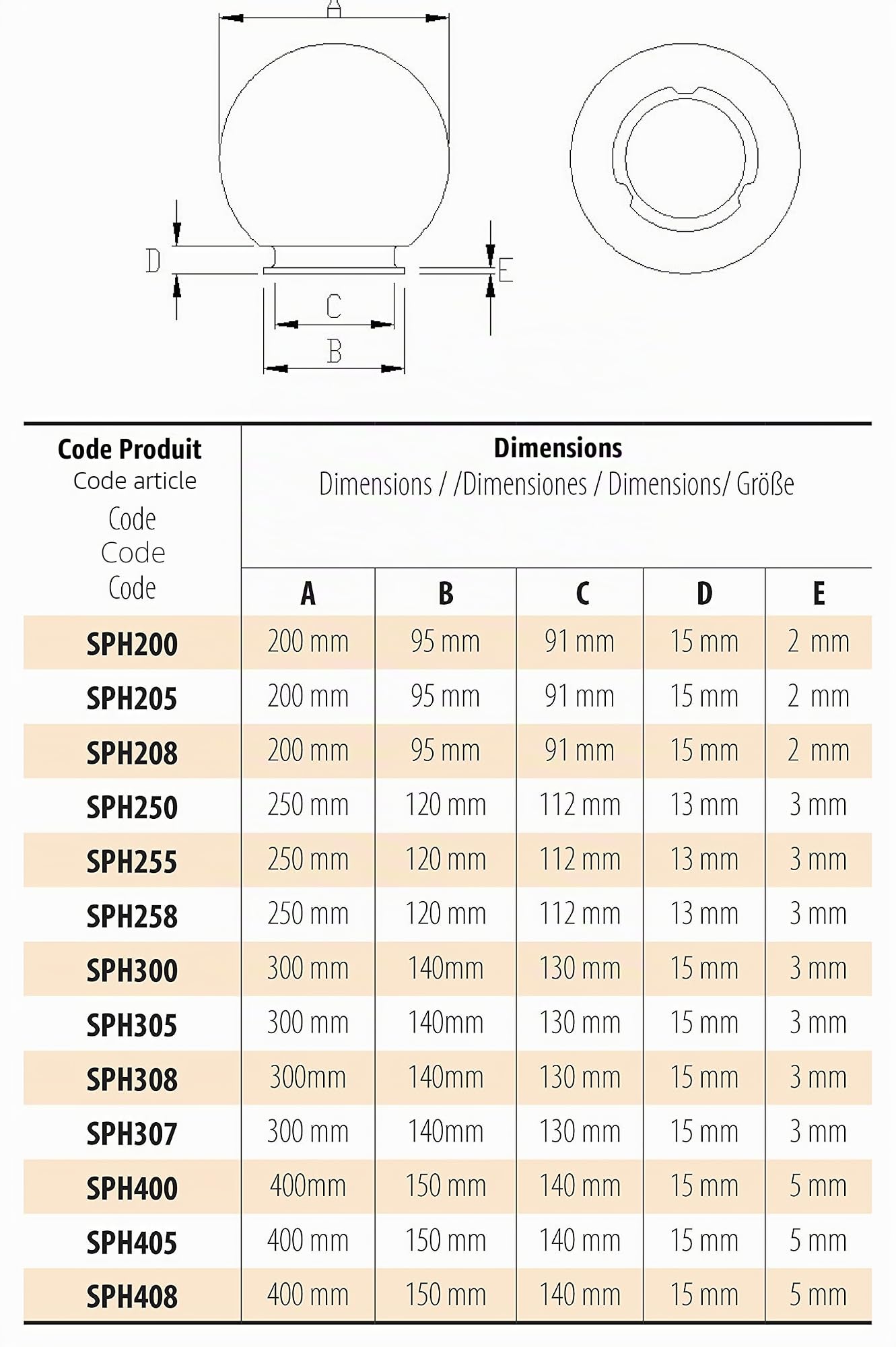 Velamp Globe de jardin, lampadaire d'extérieur 300 mm, douille E27, compatible LED, étanche IP44, sphère pour jardin, parcs, copropriétés, terrasses. Blanc (Lot de 2)