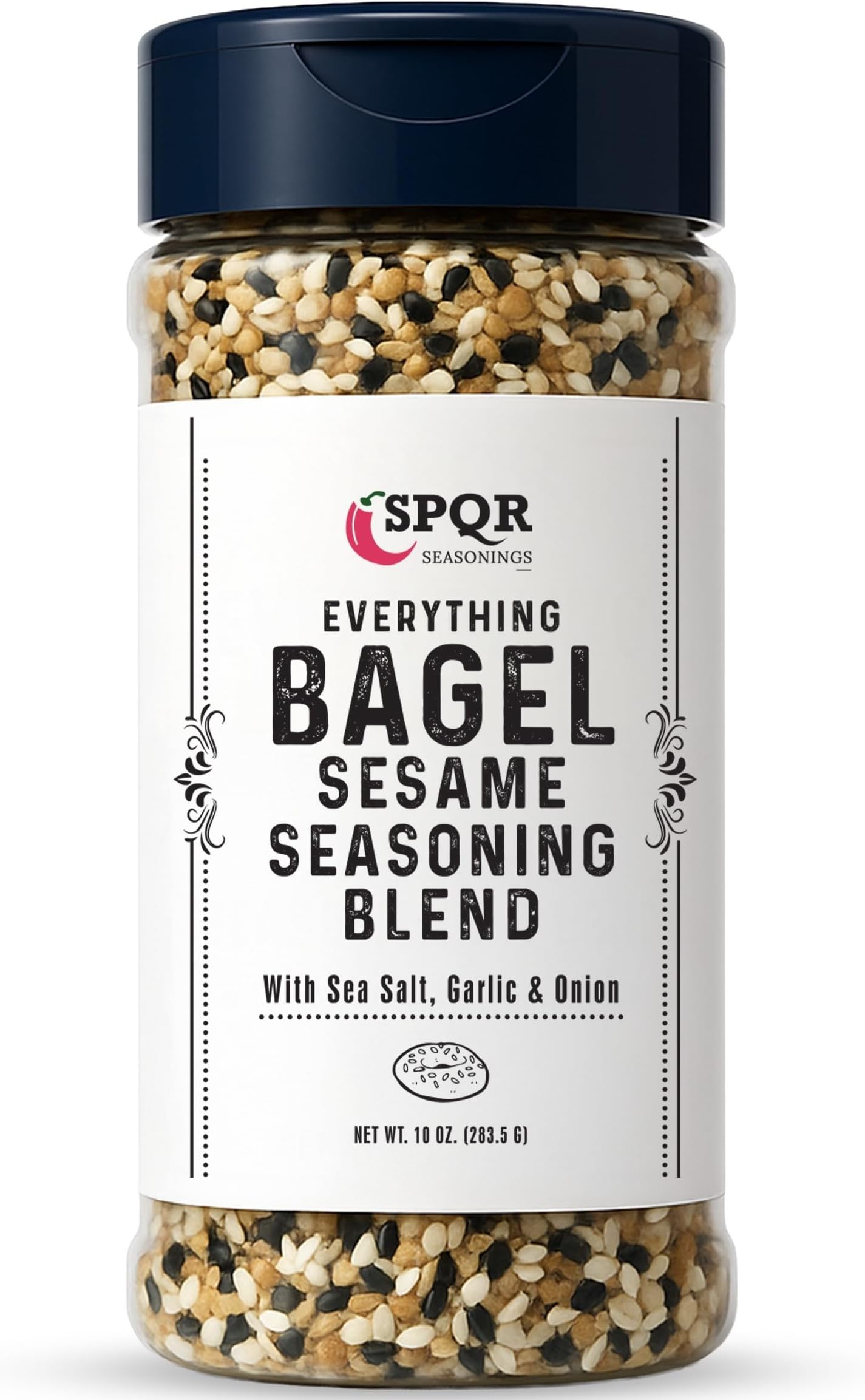 Everything Bagel Seasoning Blend Original XL 10 Ounce Jar. Delicious Blend of Sea Salt and Spices Dried Minced Garlic & Onion Flakes. Bagel Allspice.