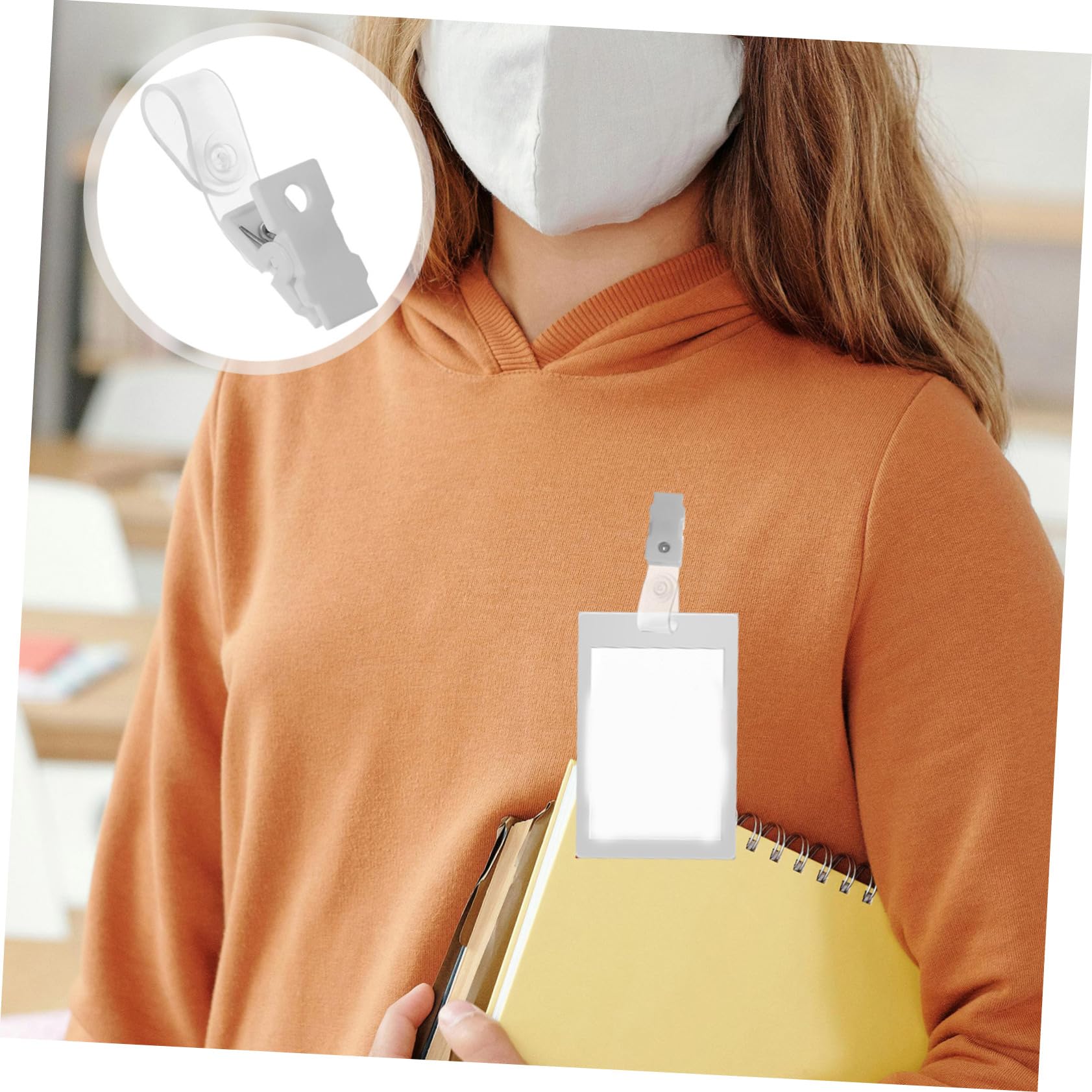 HOMSFOU Clip per Badge in Plastica Piccola, Porta Targhette Identificative Resistente, Set da 100 Pezzi, Clip per Tessere e Carte D’identità, Accessorio Ufficio e Lavoro