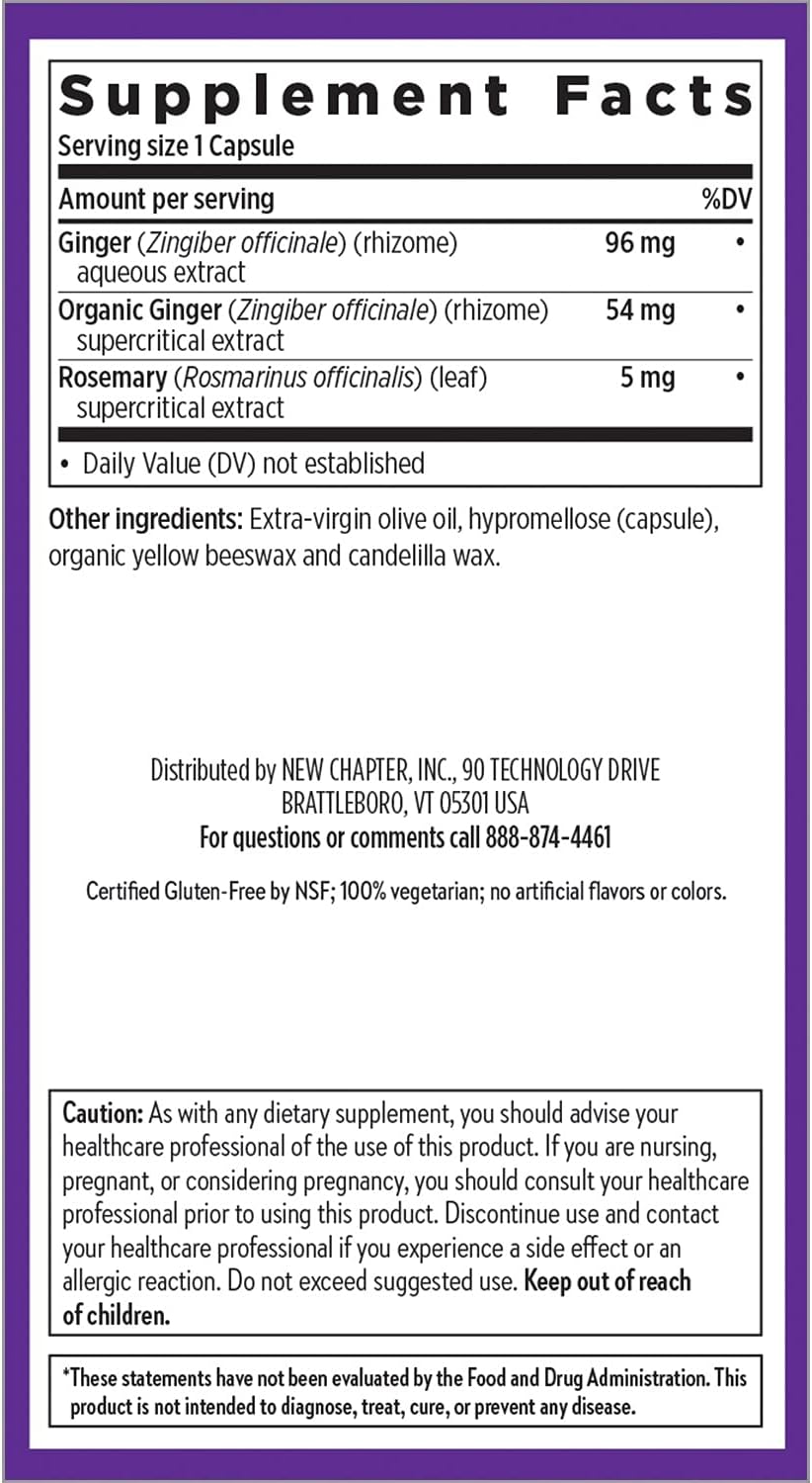 New Chapter Supercritical Organic Ginger Supplement Force + Non-GMO Ingredients, 30 Count : Health & Household