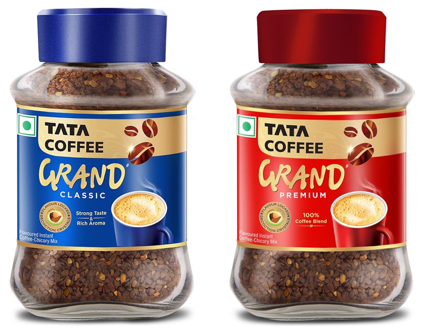 Premium Instant Coffee|100G Jar, Powder & Tata Coffee Grand Classic Instant Coffee| With Flavour Locked Decoction Crystals | 95g Jar