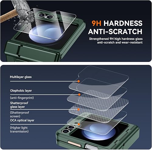 Miniatura 4 de Funda para Samsung Galaxy Z Flip 5 con función atril oculta y protección de bisagra, protector de pantalla pequeño integrado y mango antideslizante,