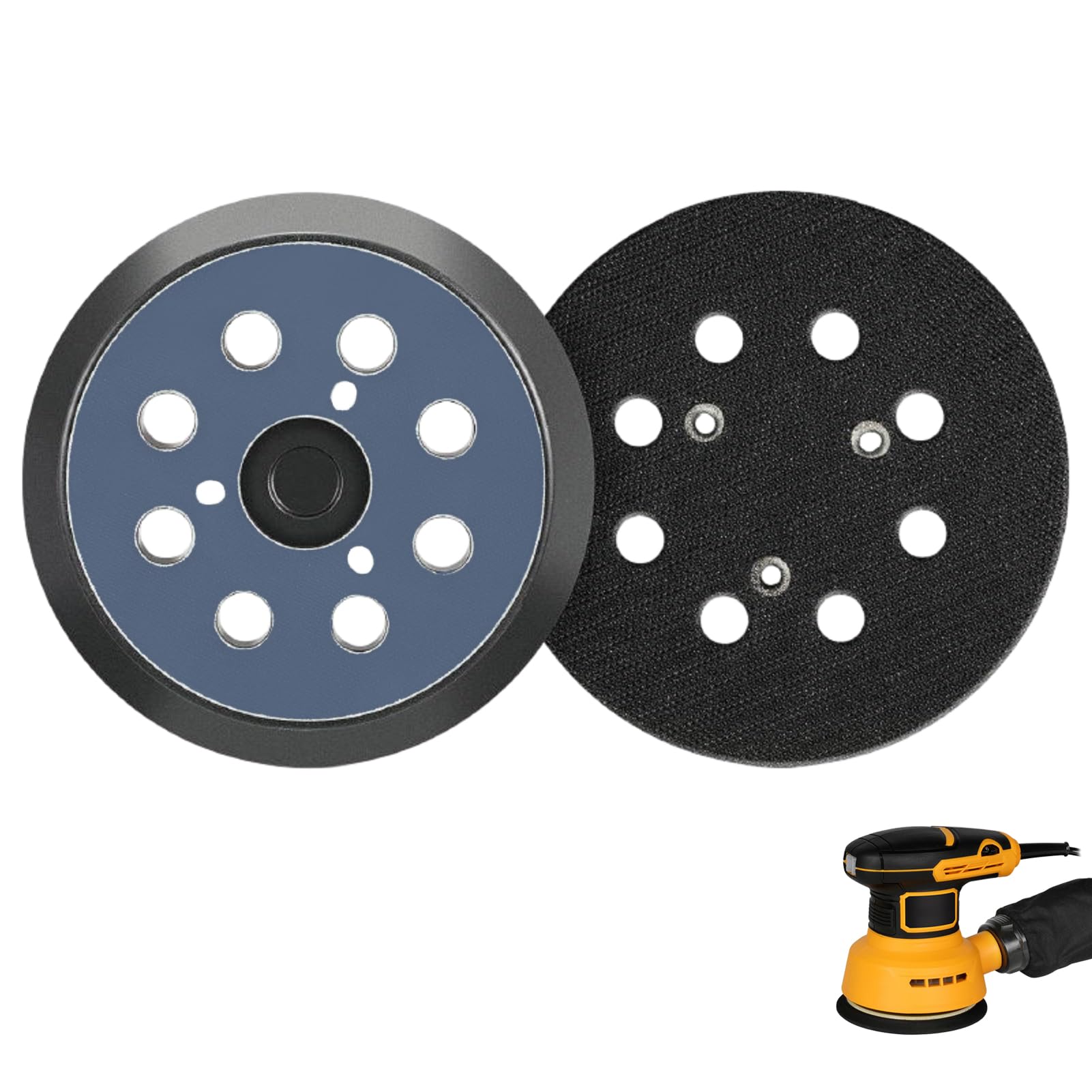 2 Pcs 5 Inch 8 Hole Sander Backing Pad for Makita M9204 BO5030 BO5031 DBO180Z BO8041 DBO180RMJ BO5041 BO5010 BO5011 BO5012, Compatible with DeWalt Sander Pad Orbital Hook & Loop Rubber