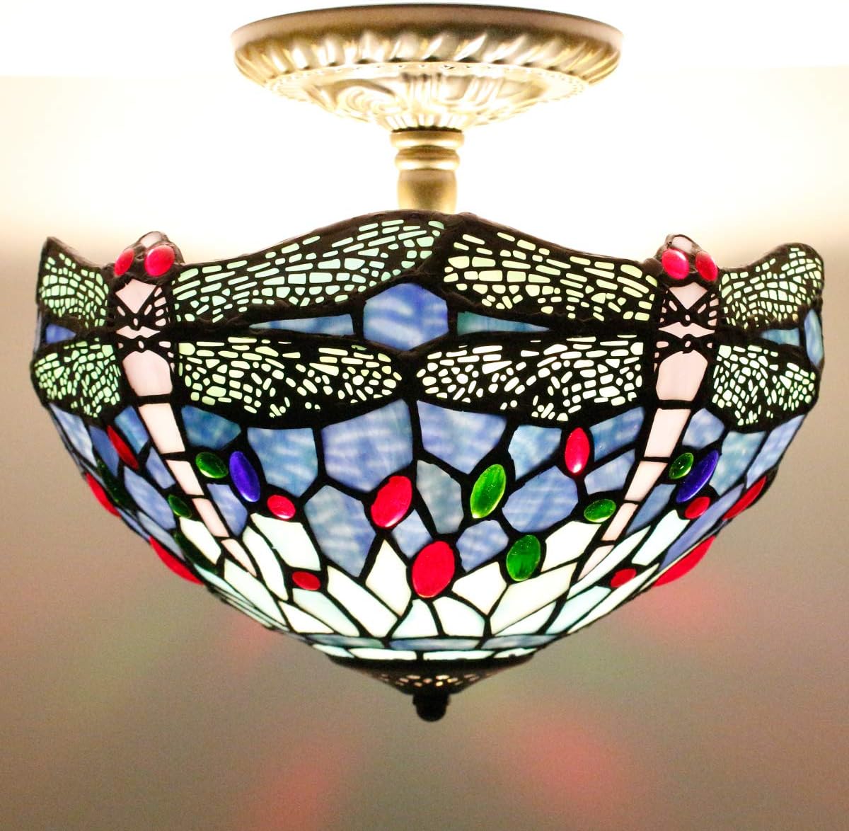Suреr Sаlе 🛒 Tiffany Lamp Shade Replacement W12H6 Inch Blue Stained Glass Dragonfly Lampshade Only Fit For Table Desk Lamps Ceiling Fixture Pendant Light S004 WERFACTORY Bedroom Living Room Nightstand Desk Bedside Flаѕh Dеаlѕ - 60% оƒƒ Tiffany Lamp Shade Replacement W12H6 Inch Blue Stained Glass Dragonfly Lampshade Only Fit For Table Desk Lamps Ceiling Fixture Pendant Light S004 WERFACTORY Bedroom Living Room Nightstand Desk Bedside
