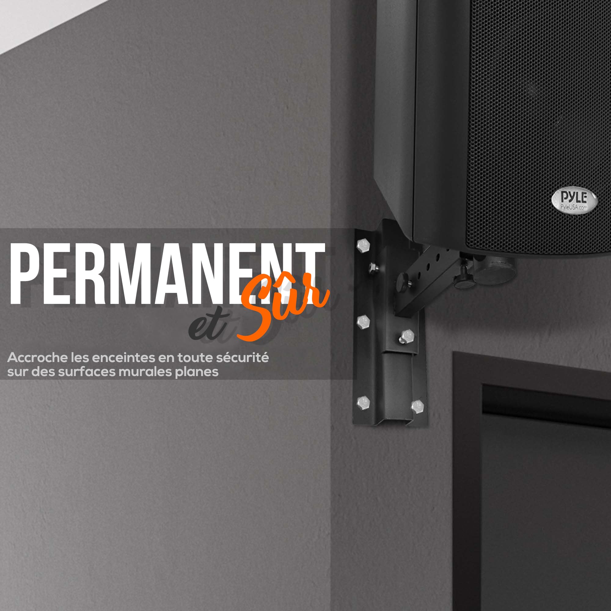 Pyle Support Mural d’Enceinte Universel – Paire Réglable Jusqu’à 31,7 cm du Mur, Inclinaison 90°-30°, Rotation, Goupille de Sécurité en Acier Solide – Fixation Murale Hi-FI/Home Cinéma