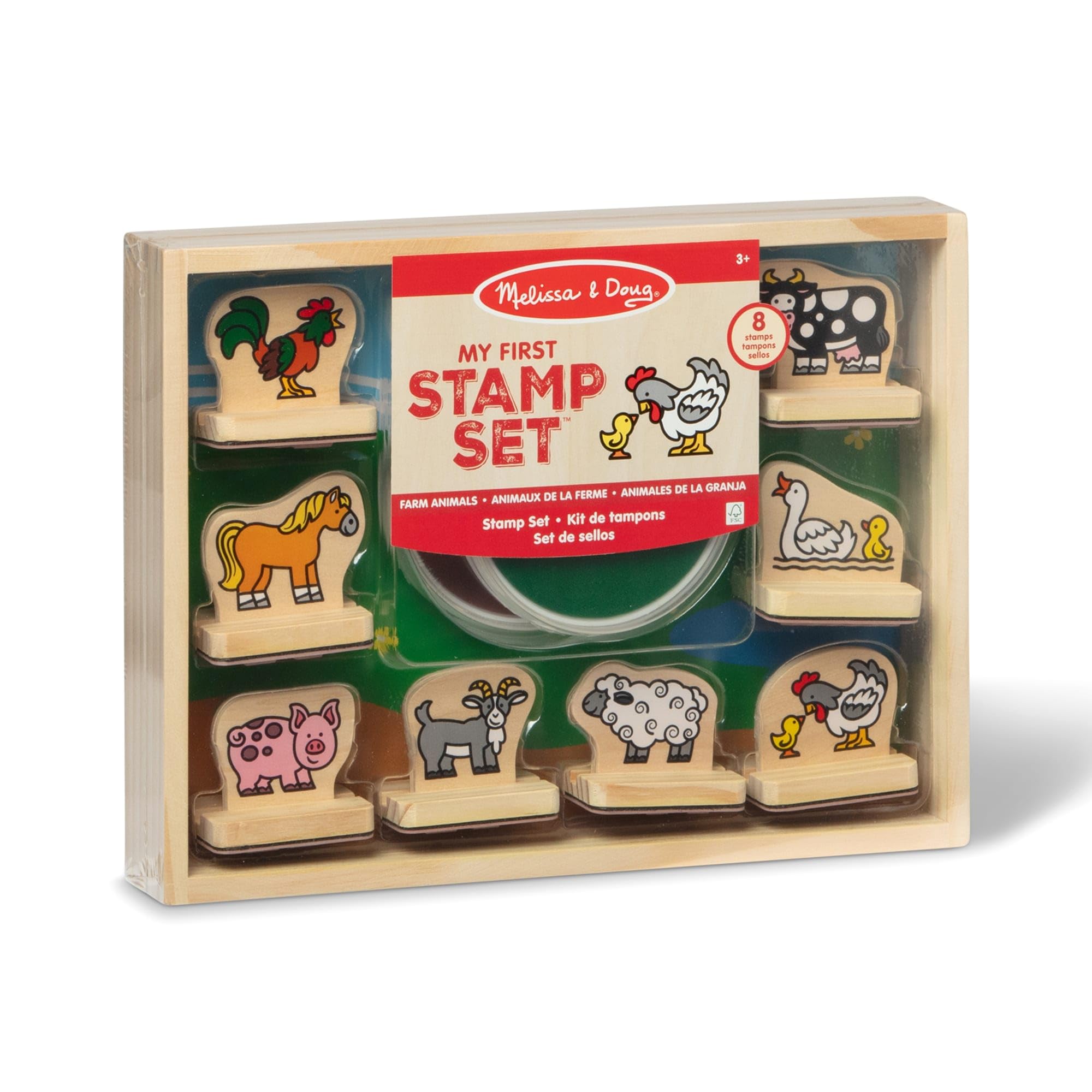 Melissa & Doug My First Wooden Stamp Set - Animals | Arts & Crafts | Stamp Sets & Stencils | 3+ | Gift for Boy or Girl