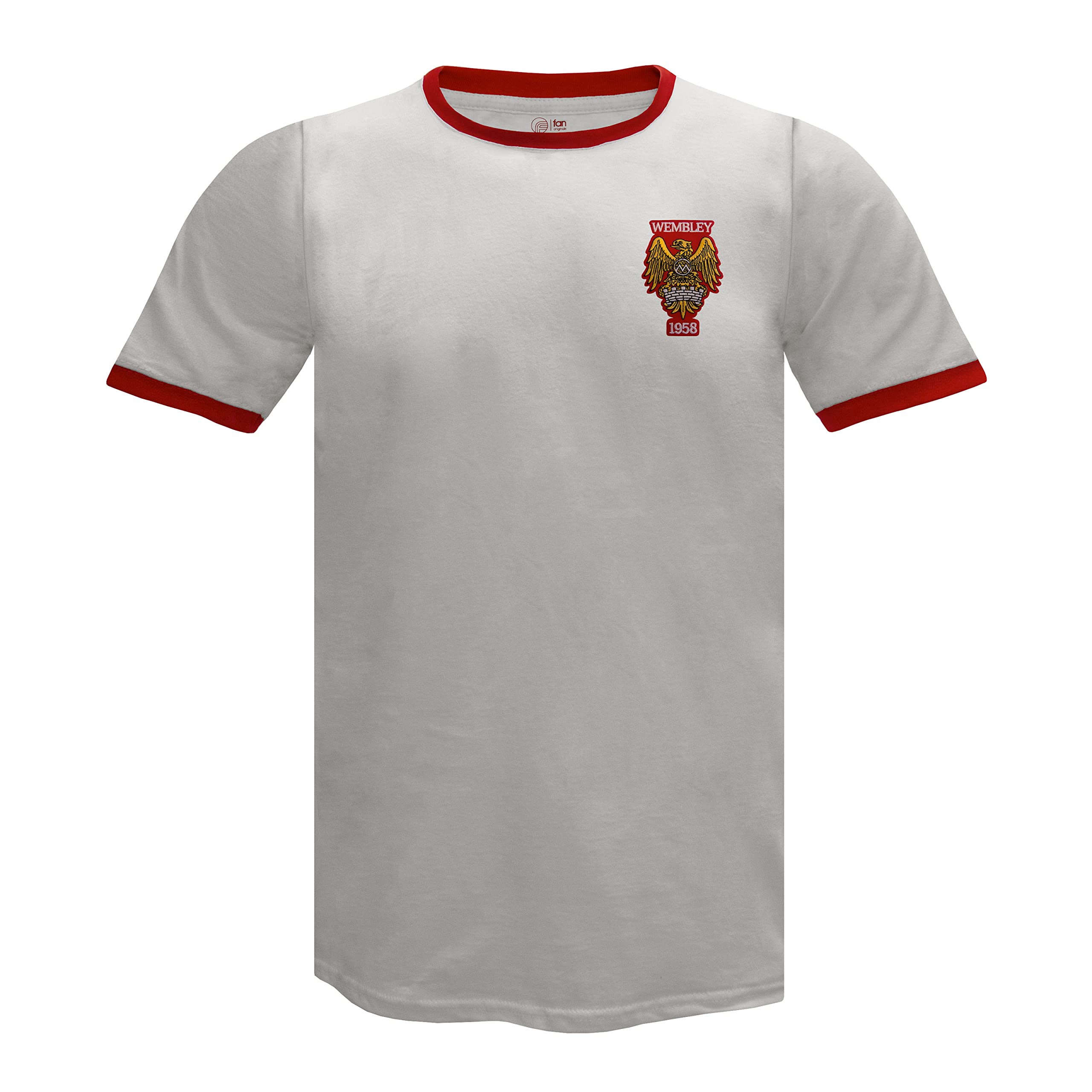 fan originals United Wembley 1958 Crest Mens T-Shirt Crew Neck White XXL