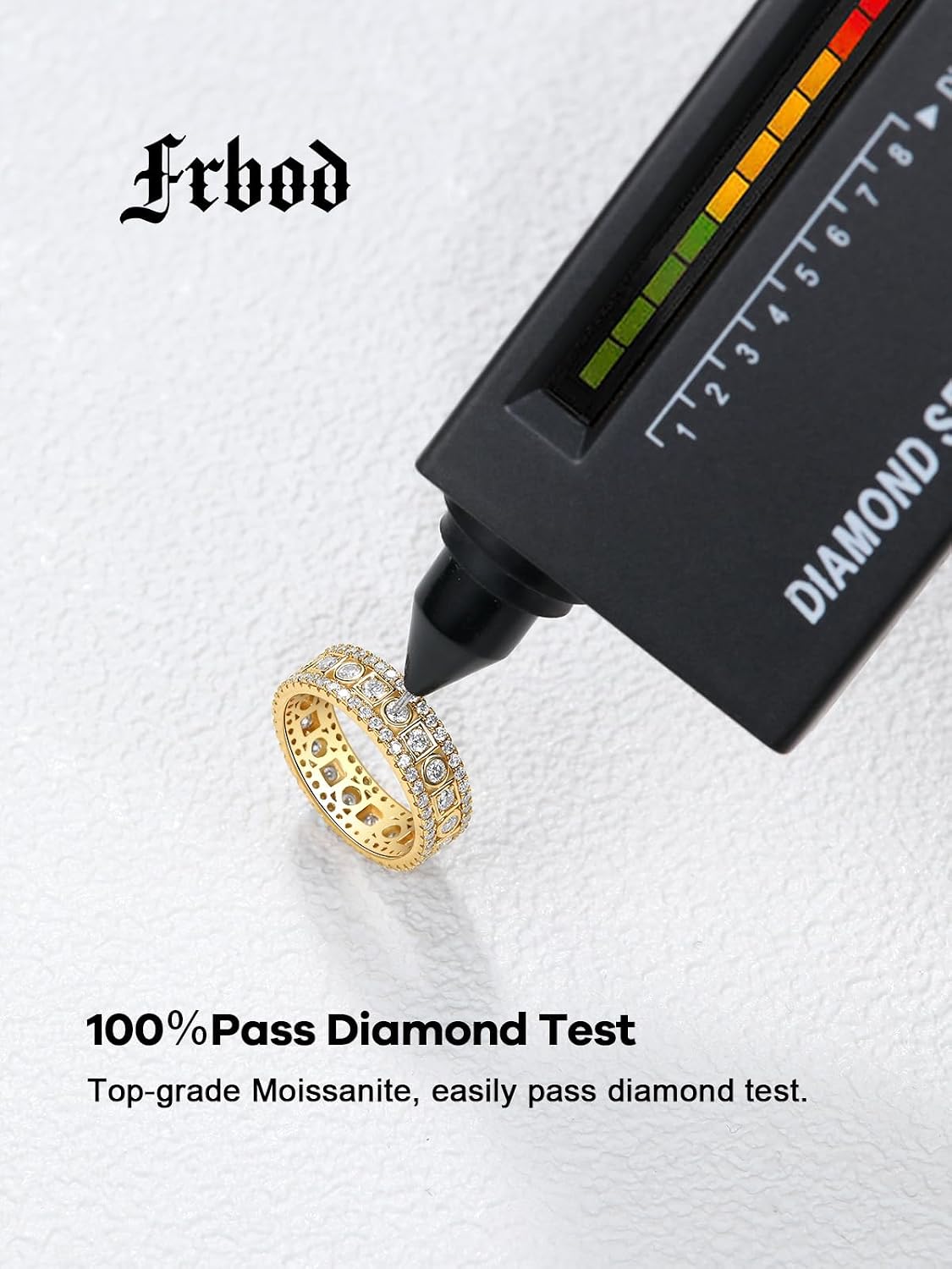 D Color VVS1 Clarity Round Cut Moissanite Eternity Bands for Women Men, Solid 925 Sterling Silver with White/Yellow Gold Plated, 1.36 Carats 5.9mm Chunky Bezel Wedding Engagement Promise Rings Size 5-11