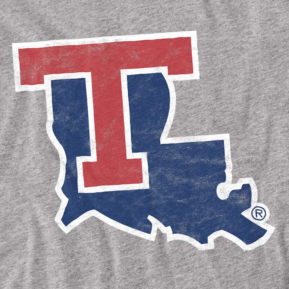 Louisiana Tech University Official Distressed Primary Unisex Adult T-Shirt, Athletic Heather, 3X-Large