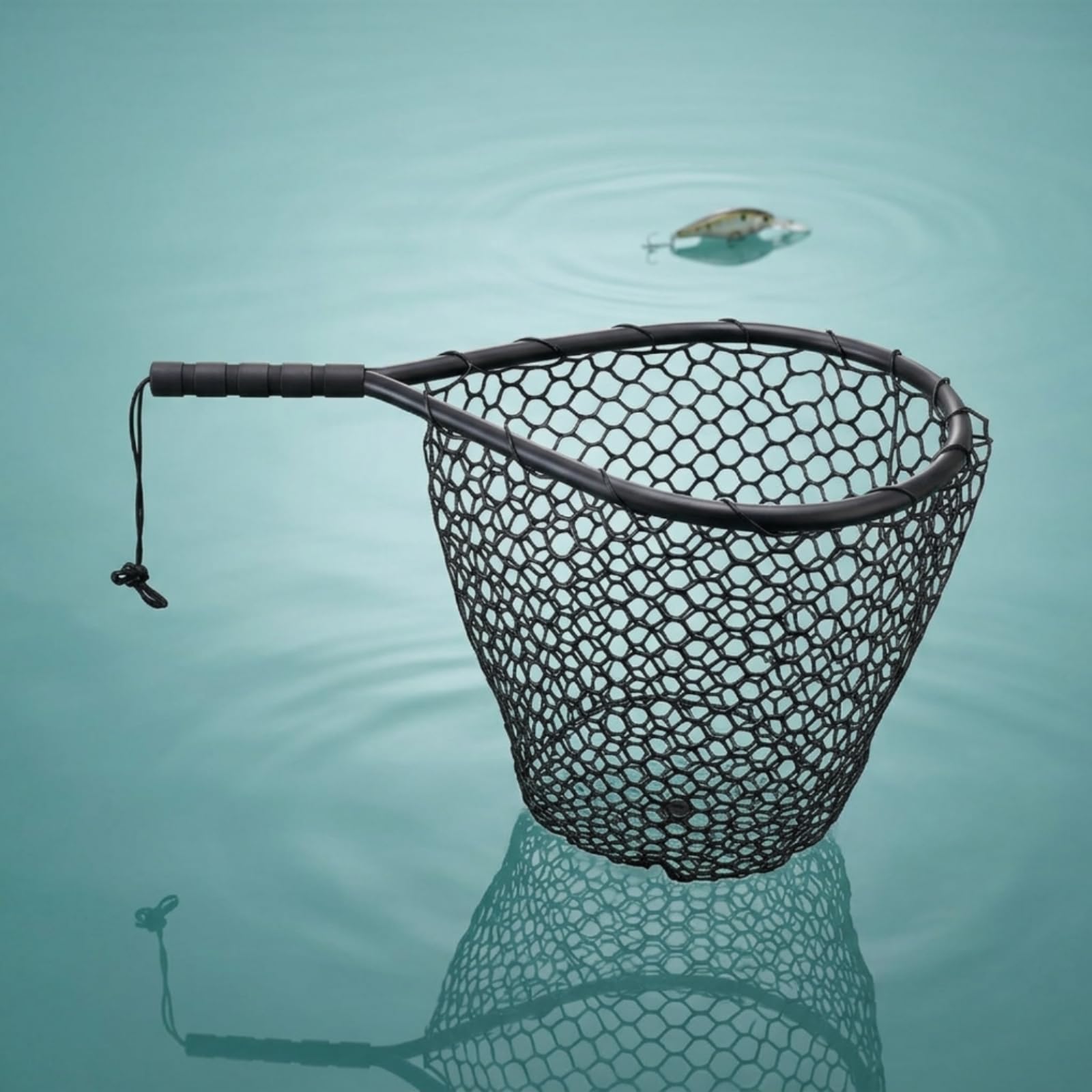 Épuisette de Pêche Épuisette Filet Poisson Équipement Canne Atterrissage en Silicone avec Cadre Alliage Renforcé Support Lourde Flottabilité Intégrée