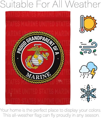 Miniatura 6 de Juego de bandera de los Marines de los abuelos orgullosos con colgador de pared, tapiz decorativo de las Fuerzas Armadas USMC Semper Fi Veterano