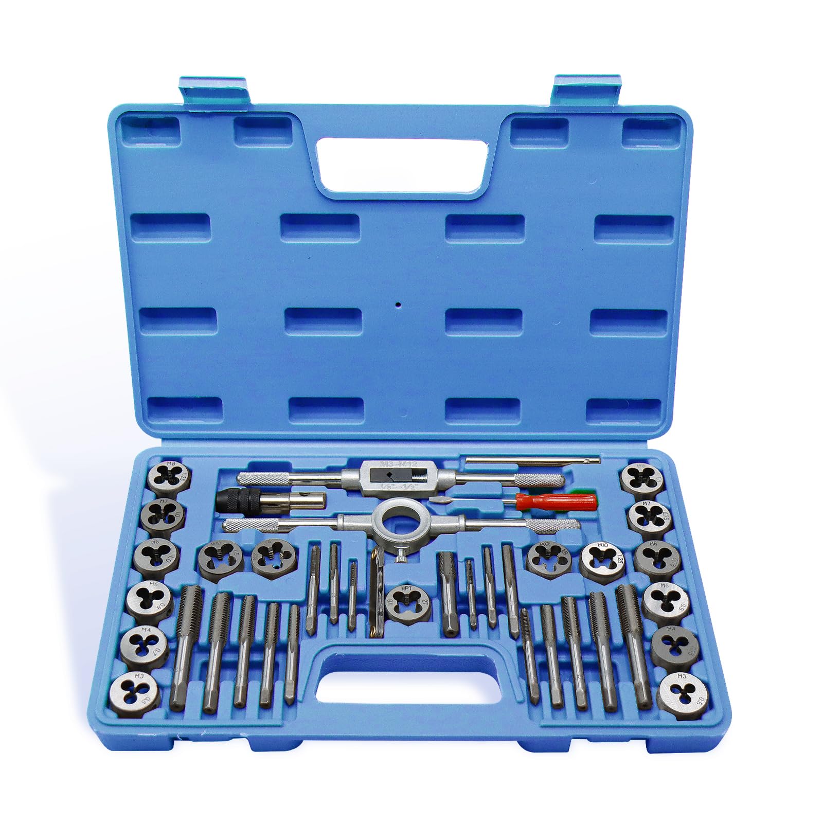 CCLIFE Kit di filettature M3-M12 per la creazione e la riparazione di filettature filettate maschiature e filettature, 40 pezzi