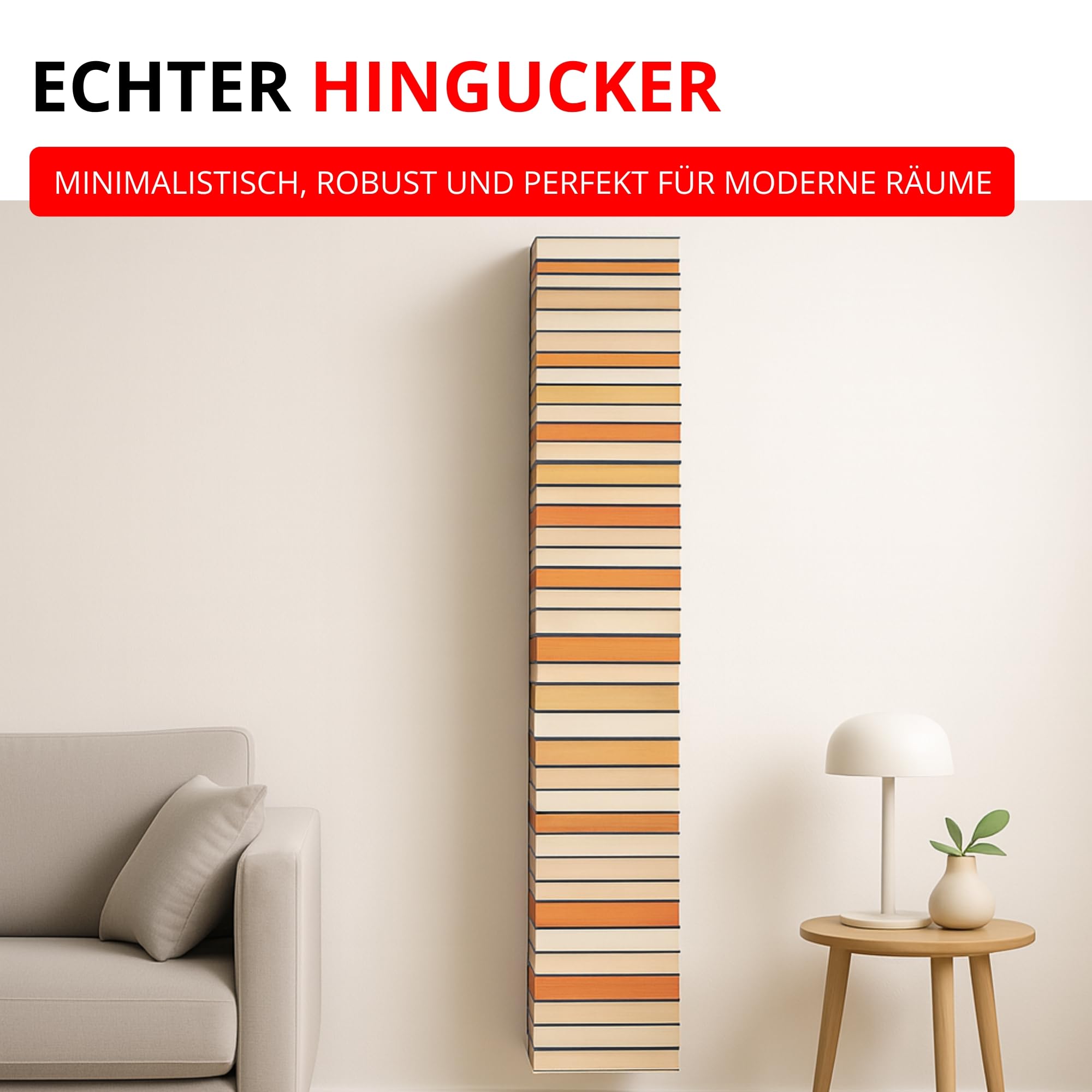 Radius Booksbaum 2 Wand groß Weiß – Bücherregal aus pulverbeschichtetem Stahl, 15 x 170 x 15,5 cm für ca. 130 Bücher, Tragkraft 6,5 kg je Boden, Elegantes Wandregal (725B)