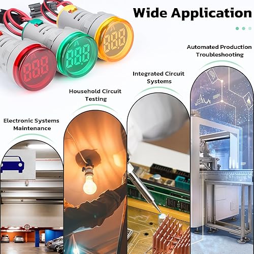 Vista 37 de DROK Medidor de voltaje de CA 500V, 3 unids AC 60-500V 110v 220v Monitor de voltaje digital más grande pantalla LED voltímetro detector de voltios
