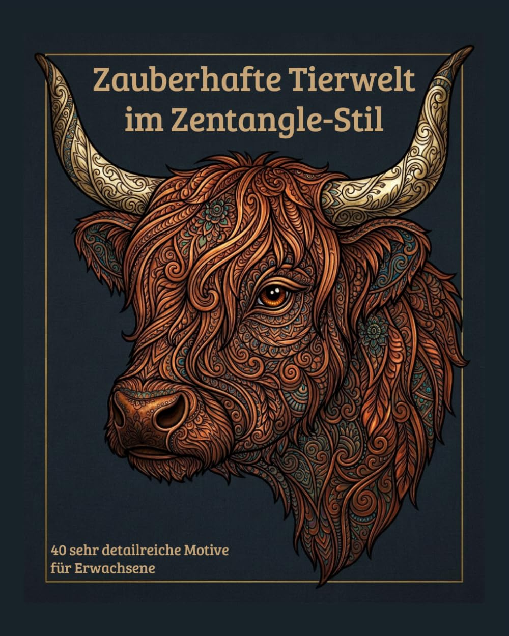 Zauberhafte Tierwelt im Zentangle-Stil - 40 sehr detailreiche Motive für Erwachsene: Malbuch - perfekt zur Entspannung, Achtsamkeit und Förderung Ihrer Kreativität
