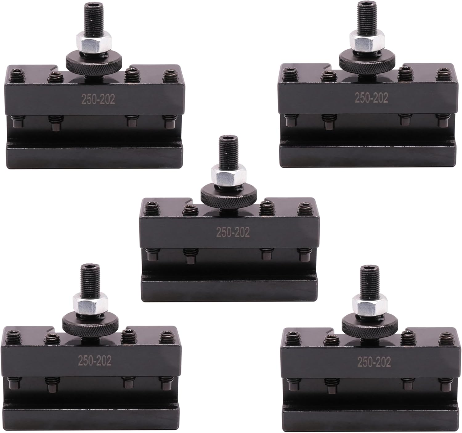 5Pcs 250-102 AXA #2 Quick Change Boring, Turning and Facing Tool Post Holders Steel Material, Compatible With AXA Tool Post 250-100 or 250-111, For Lathe Swing 6-12 Inches