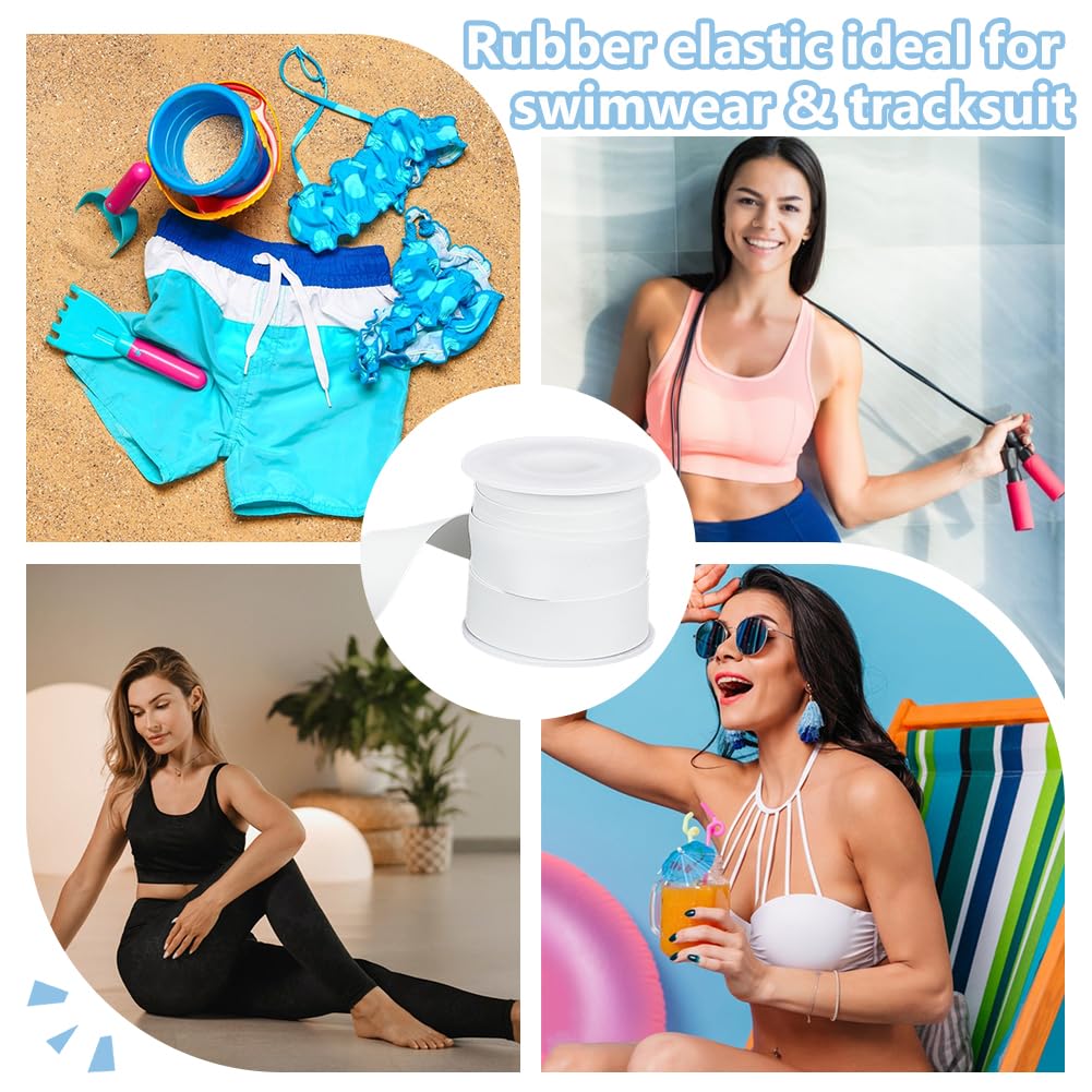 Bande Élastique Pour Maillots De Bain - 18.3m X 10mm - PVC Synthétique Blanc - Couture, DIY, Artisanat
