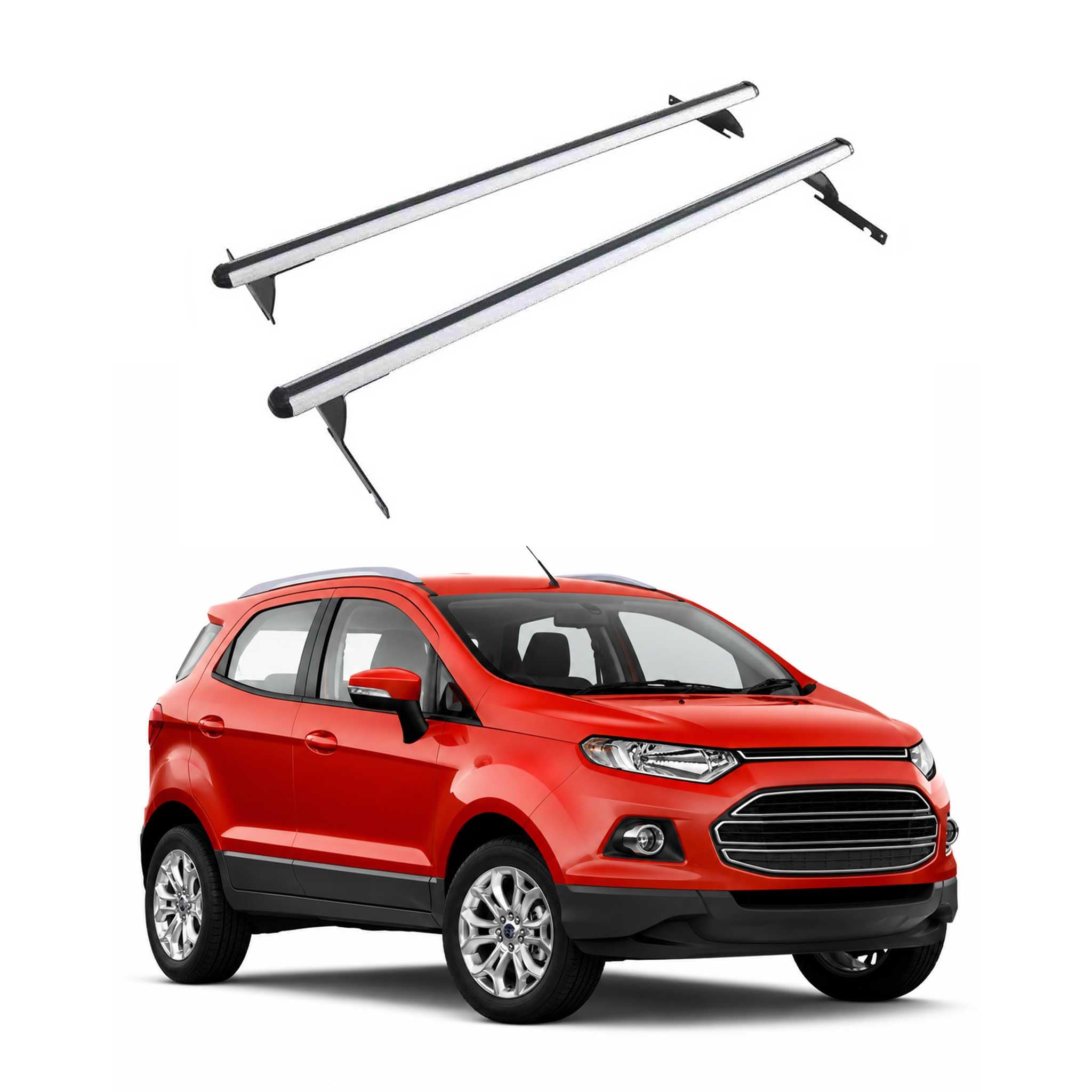 OMAC Barres de Toit Heavy Duty compatibles avec Ford Ecosport II 2014-2023 – 2 Barres – Aluminium Argent