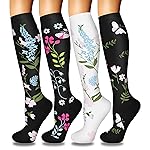 4 Pairs Compression Socks for Women Circulation-Best Support for Nurses,Running,Athletic,Travel S-M