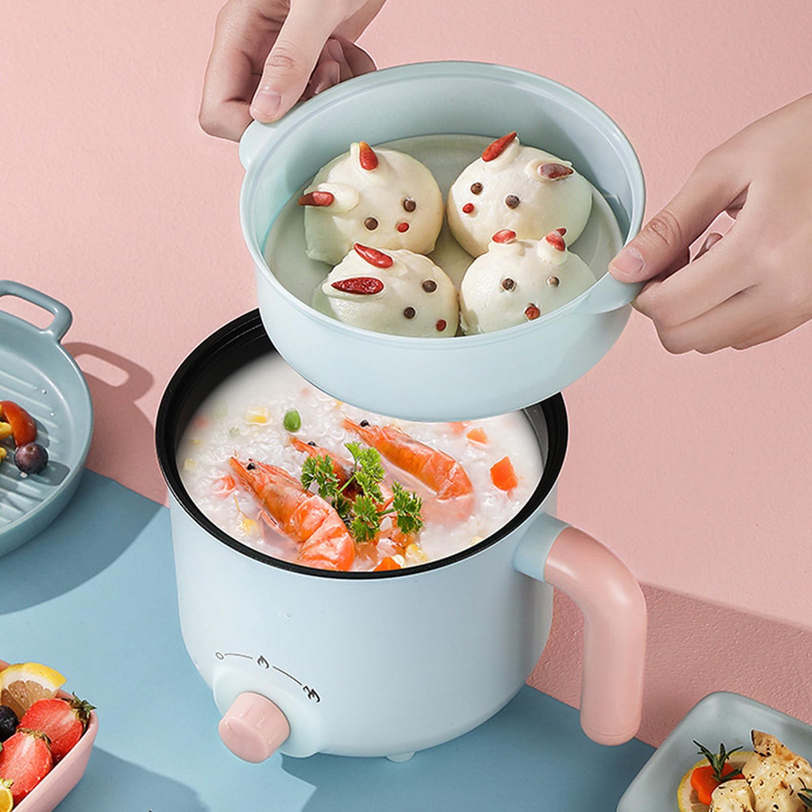 Hot Pot Electric, Electric Ramen Cooker Non-stick Frying Pan Electric Noodle Pot Electric Cooker Rapid Noodles Cooker for Pasta(Non-stick Liners)