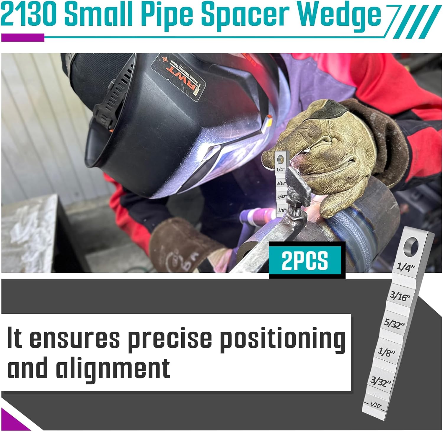2 Pcs 2130 Small Pipe Spacer Wedge Stepped Gauge, 3/4" x 4" Pipe Welding Spacing Tool with Lanyard Hole, Pipefitter Tools
