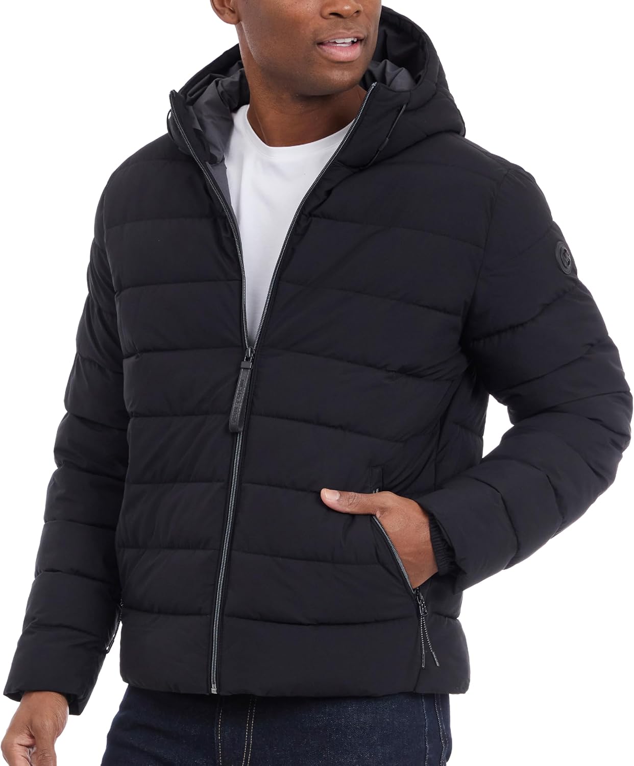 Michael Kors mens Hooded Puffer Jacket, Rain and Cold Weather Coat - Image 2