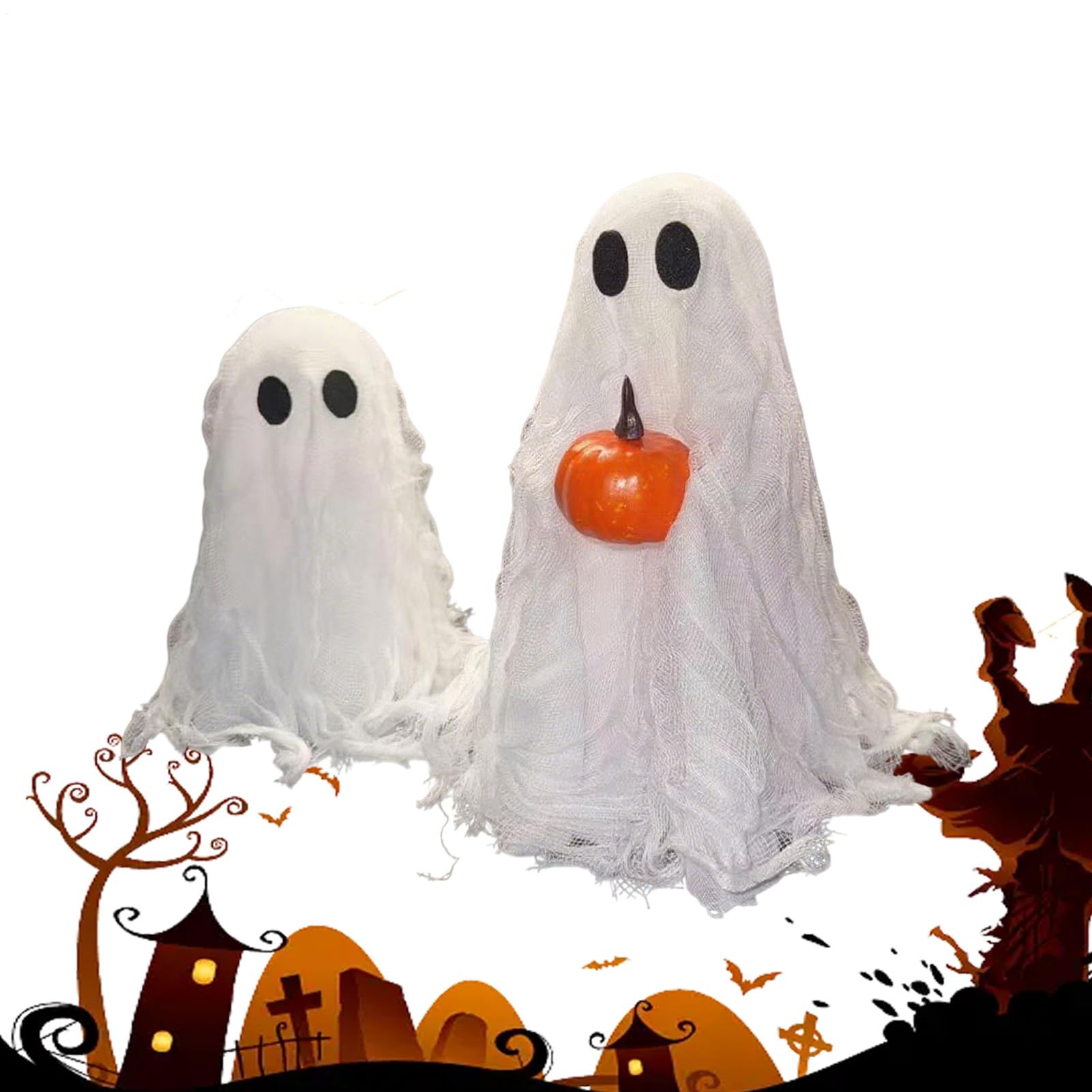 Table fantôme mignonne d'Halloween lot de 2 statues lumineuses