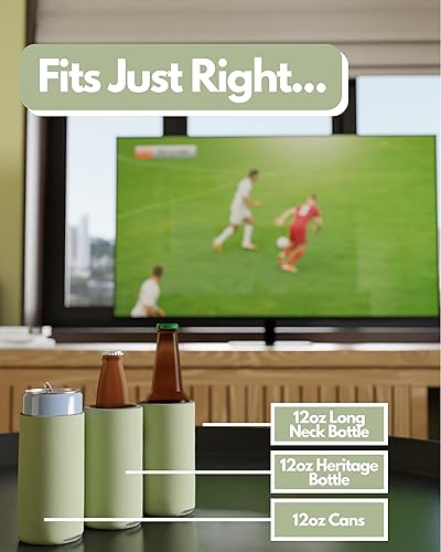 Miniatura 4 de PartyPrints, paquete de 100 fundas para latas delgadas en blanco de color salvia  enfriadores de latas personalizables a granel para botellas de