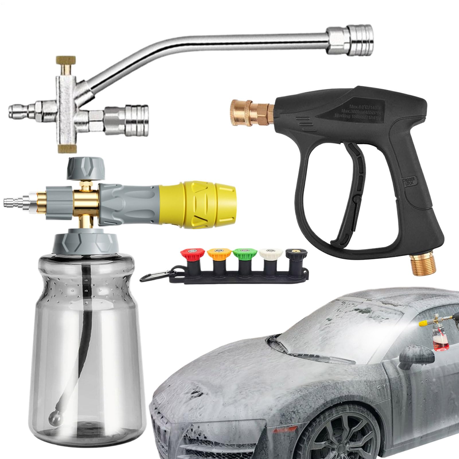 Pulverizador De Espuma para Autos Limpiador De Espuma para Lavado De Coches | Fácil Instalación Y Resistente Para Techos Suelos Fachadas Camiones Garajes