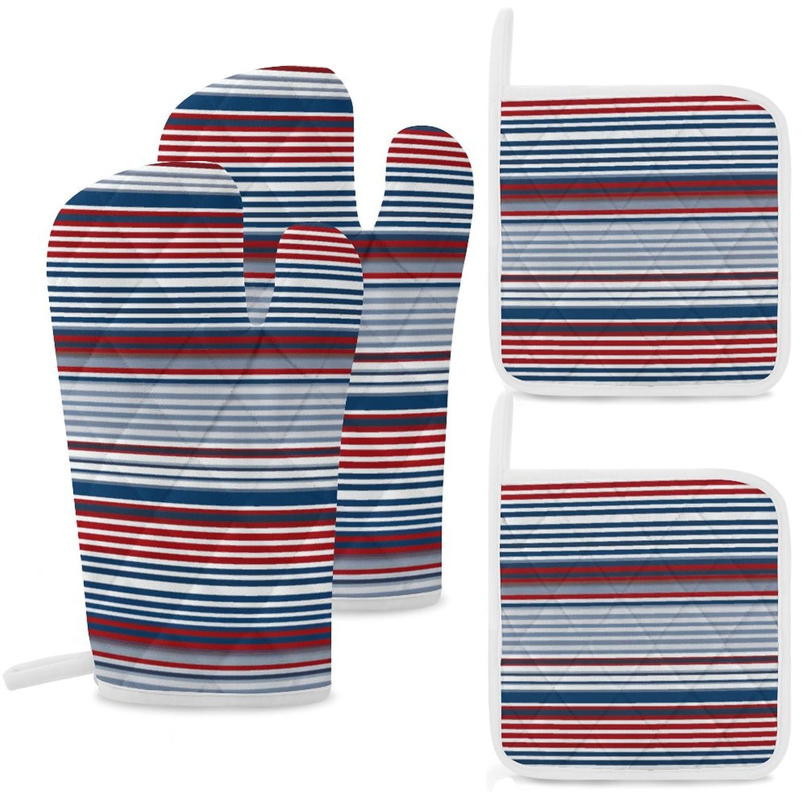 Lot de 4 maniques en coton résistant pour cuisine et barbecue