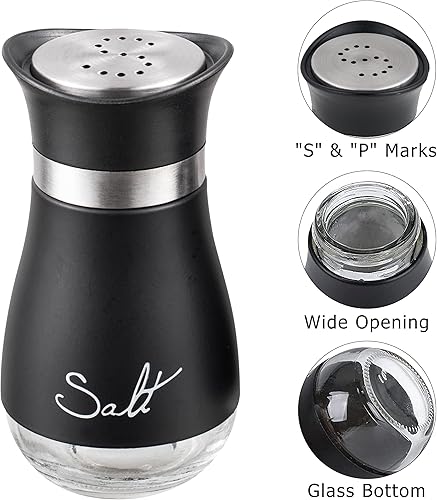 Miniatura 13 de Lonffery Juego de saleros y pimenteros – Recipientes de sal para regalos, decoración de cocina, hogar, caravana, campamento, barbacoa, dispensador