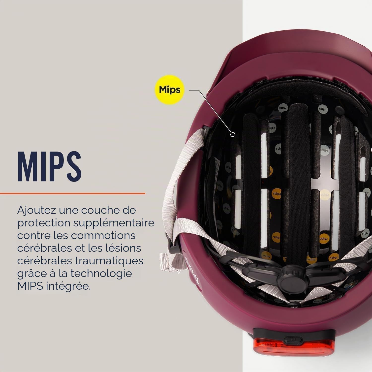 Thousand Chapter MIPS Casque de Vélo pour Adultes - Feu Arrière à LED, Certifié pour la Sécurité à Vélo, Léger et à Profil Bas, Unisexe, Système PopLock