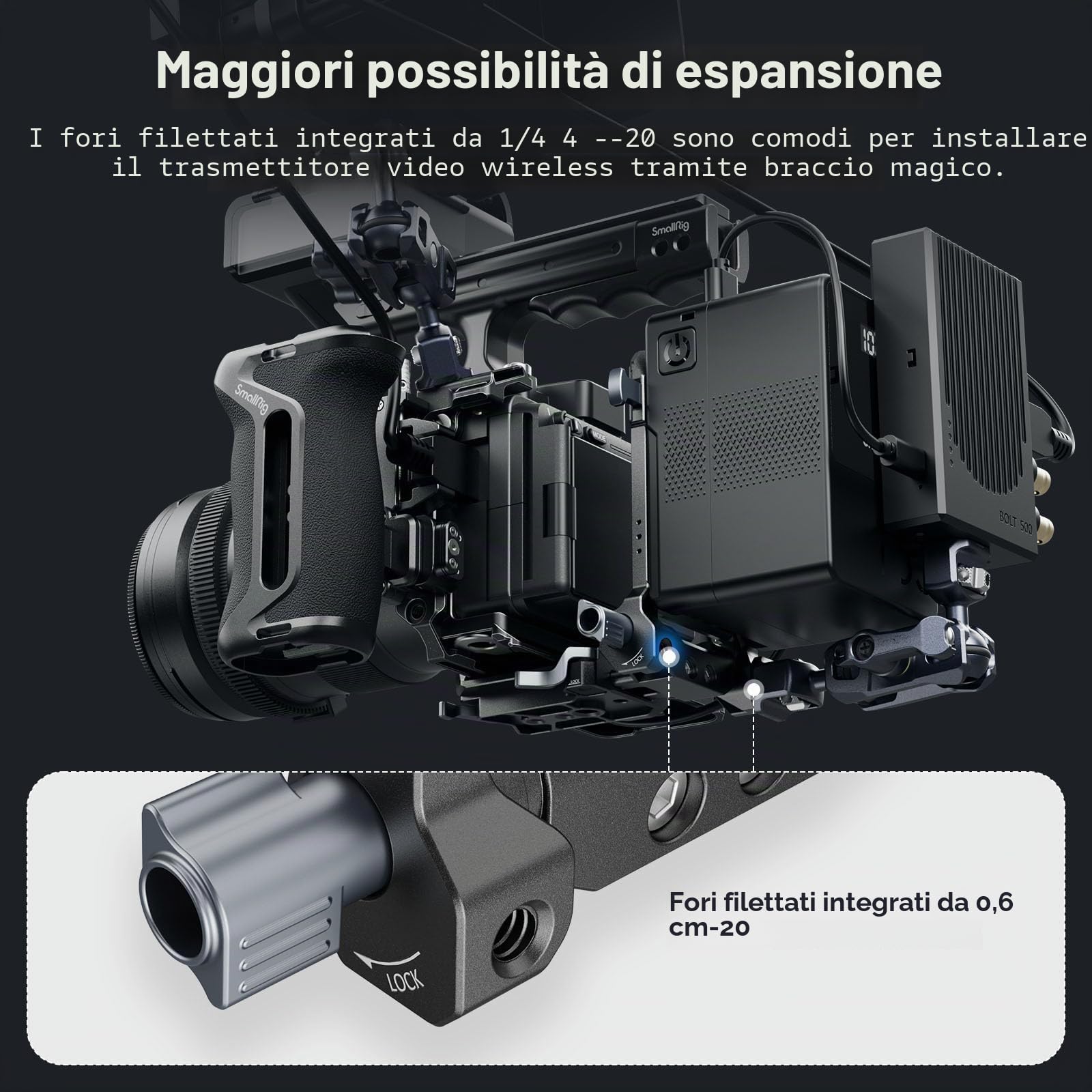 SMALLRIG V-Mount Battery Plate, con Doppia Piastra a Sgancio Rapido per Arca-Swiss, Piastra per Batteria V-Mount Compatta e Pieghevole a Forma di L per Fotocamera DSLR, Gimbal e Treppiedi - 4064B
