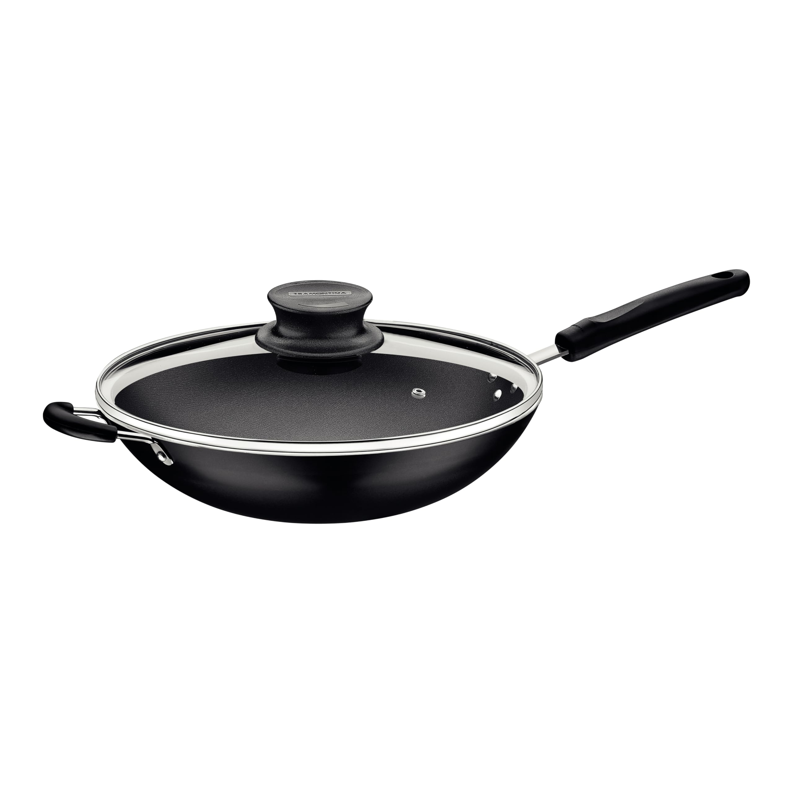 Tramontina Loreto 32cm 4.4L Graphite Aluminum Wok Pan with Interior Starflon Max Nonstick Coating
