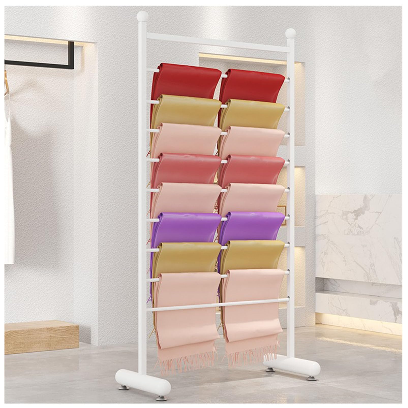 Porte-pantalons multifonctionnel en soie et présentoir à foulards