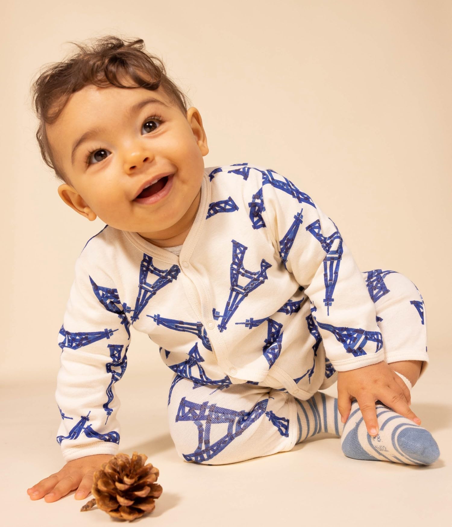 Petit Bateau Pijama de Manga Larga sin pies Unisex bebé
