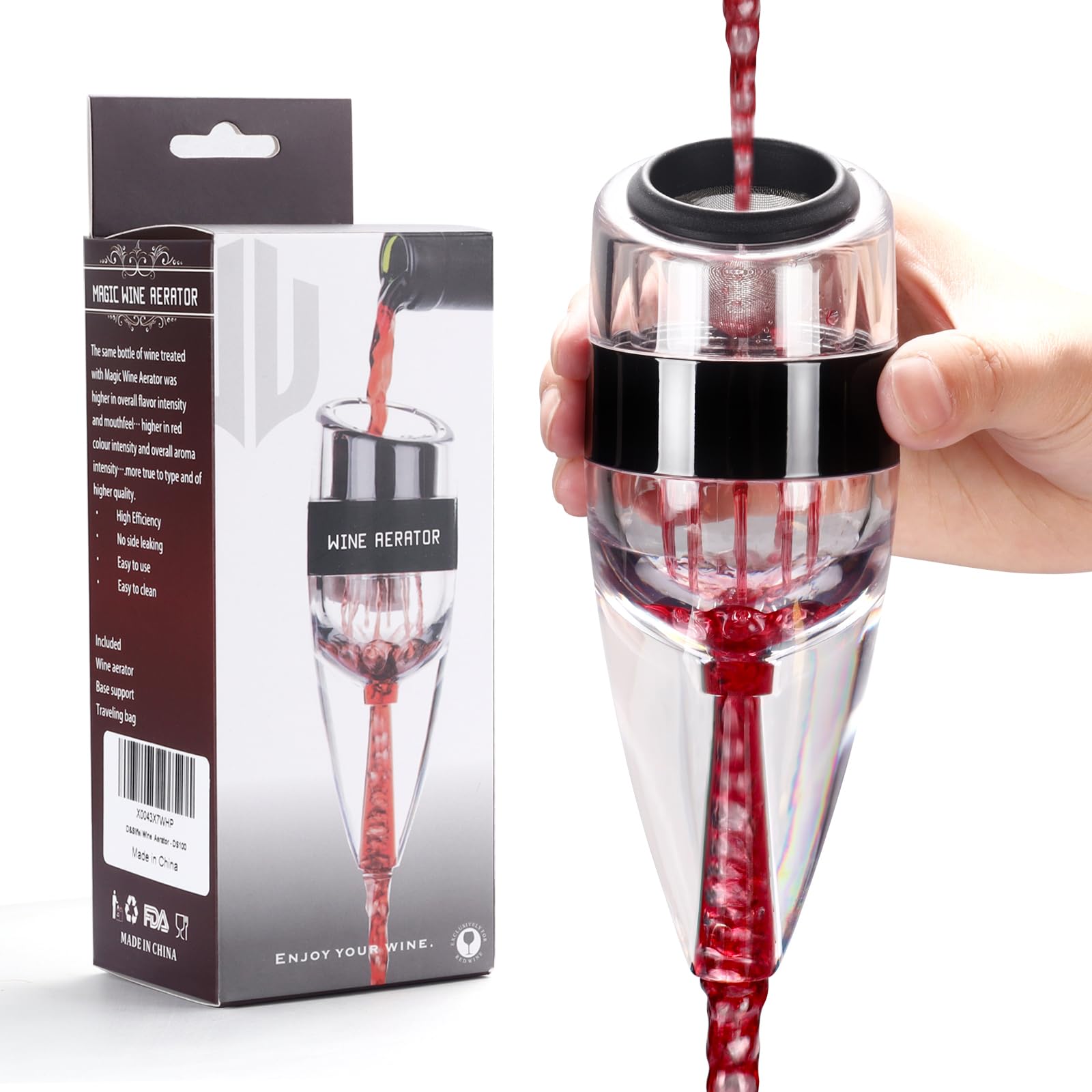 D&Slifei Red Wine Aerator Pourer and Decanter with Unique Aeration Device – Quickly Enhances Wine Flavors for a Smoother Finish, Ideal Gift for Wine