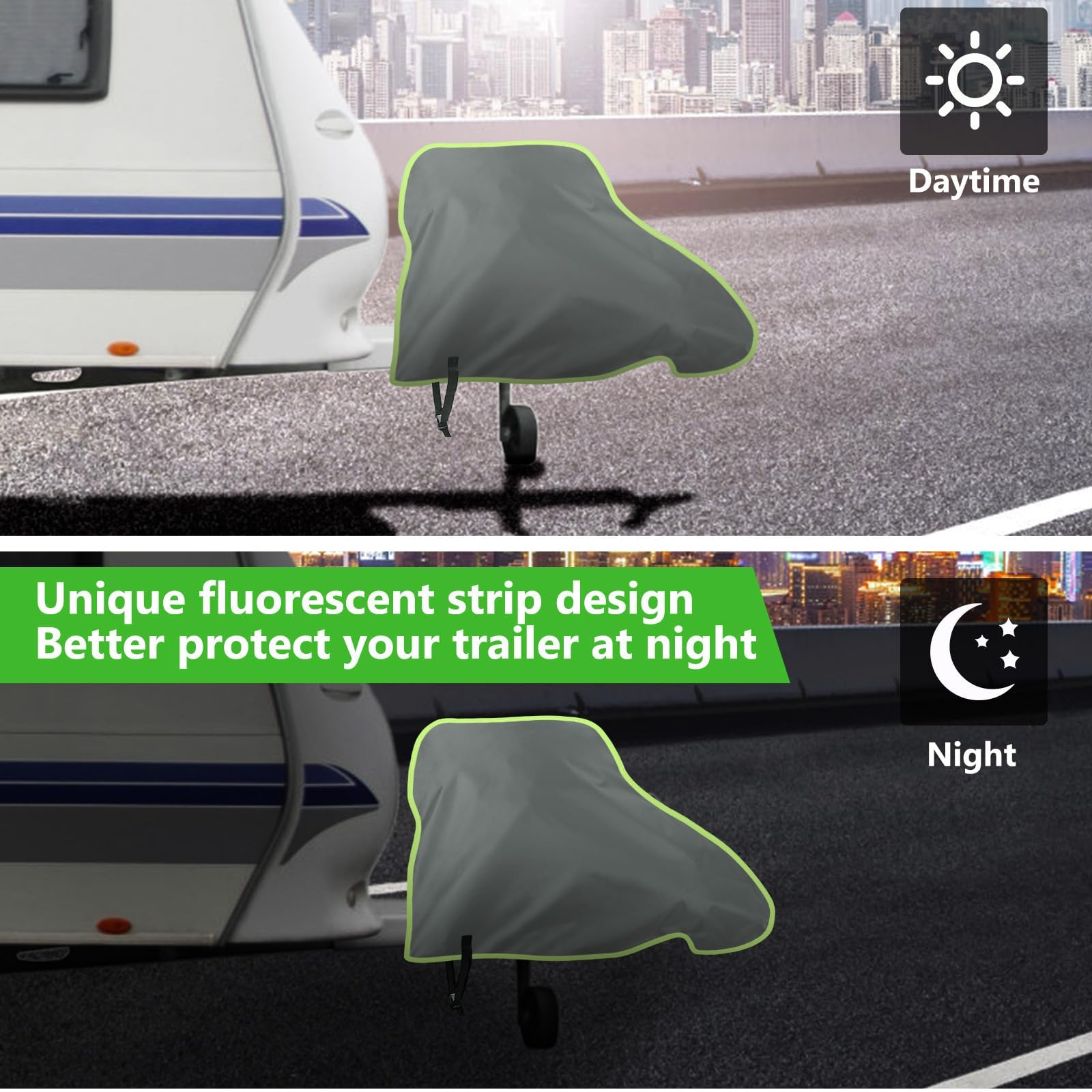 URAQT Traino Coperture per Rimorchi, Copertura Gancio Traino con Finiture Riflettenti, 94*65CM Universale Copertura Roulotte Impermeabile Protezione Solare Antipolvere per Roulotte, Camper, Rimorchi