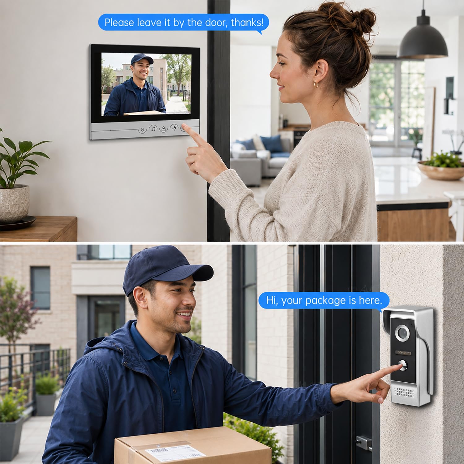 Videocitofono cablato con videocitofono, monitor da 9 pollici, kit per videocitofono con videocamera HD, supporto per sblocco, monitoraggio, citofono bidirezionale per villa, casa, ufficio