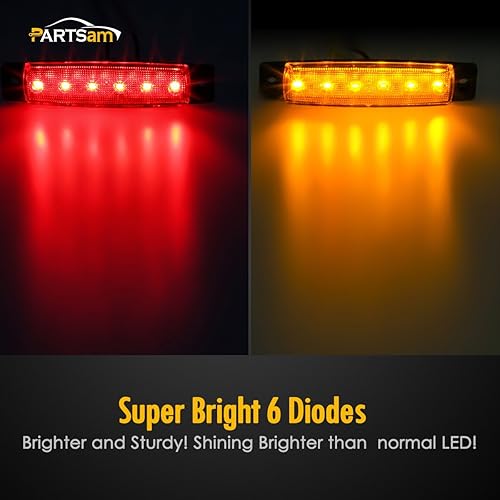 Miniatura 3 de Partsam 20 indicadores de luz LED ámbar y rojo de 3.8 pulgadas para remolque, camión, caravana, motocicleta, resistente al agua