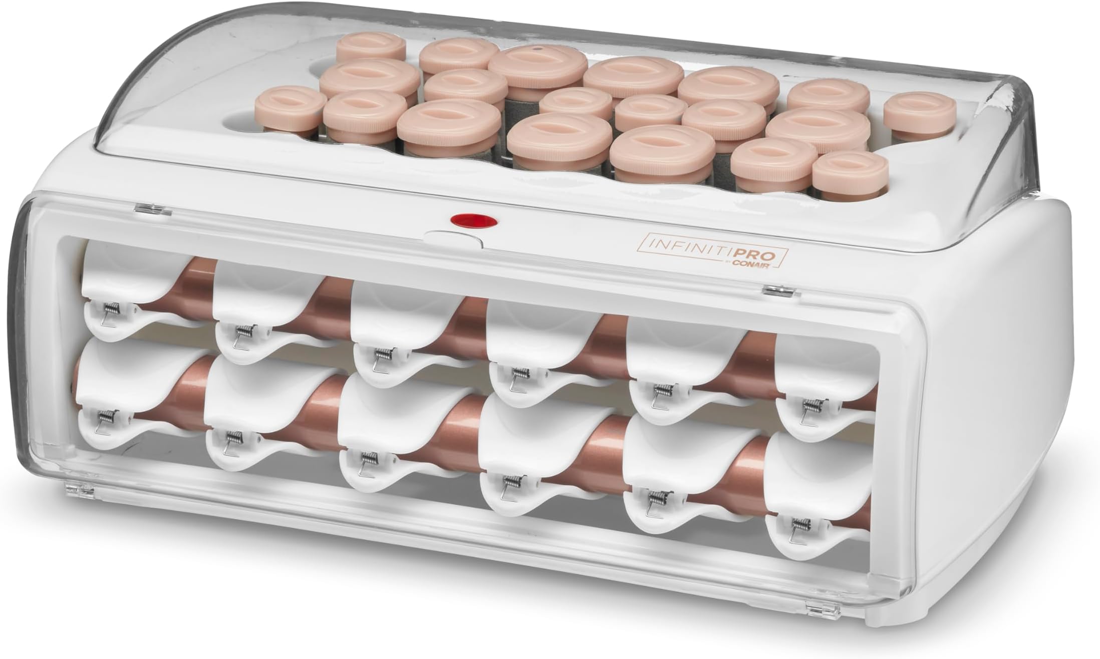 INFINITIPRO BY Ceramic Flocked Hot Rollers, 20 Assorted Rollers in 3 Sizes - 1 1/4-inch, 1-inch, and 3/4-inch and 20 Super Clips, Create Big Curls and Voluminous Waves
