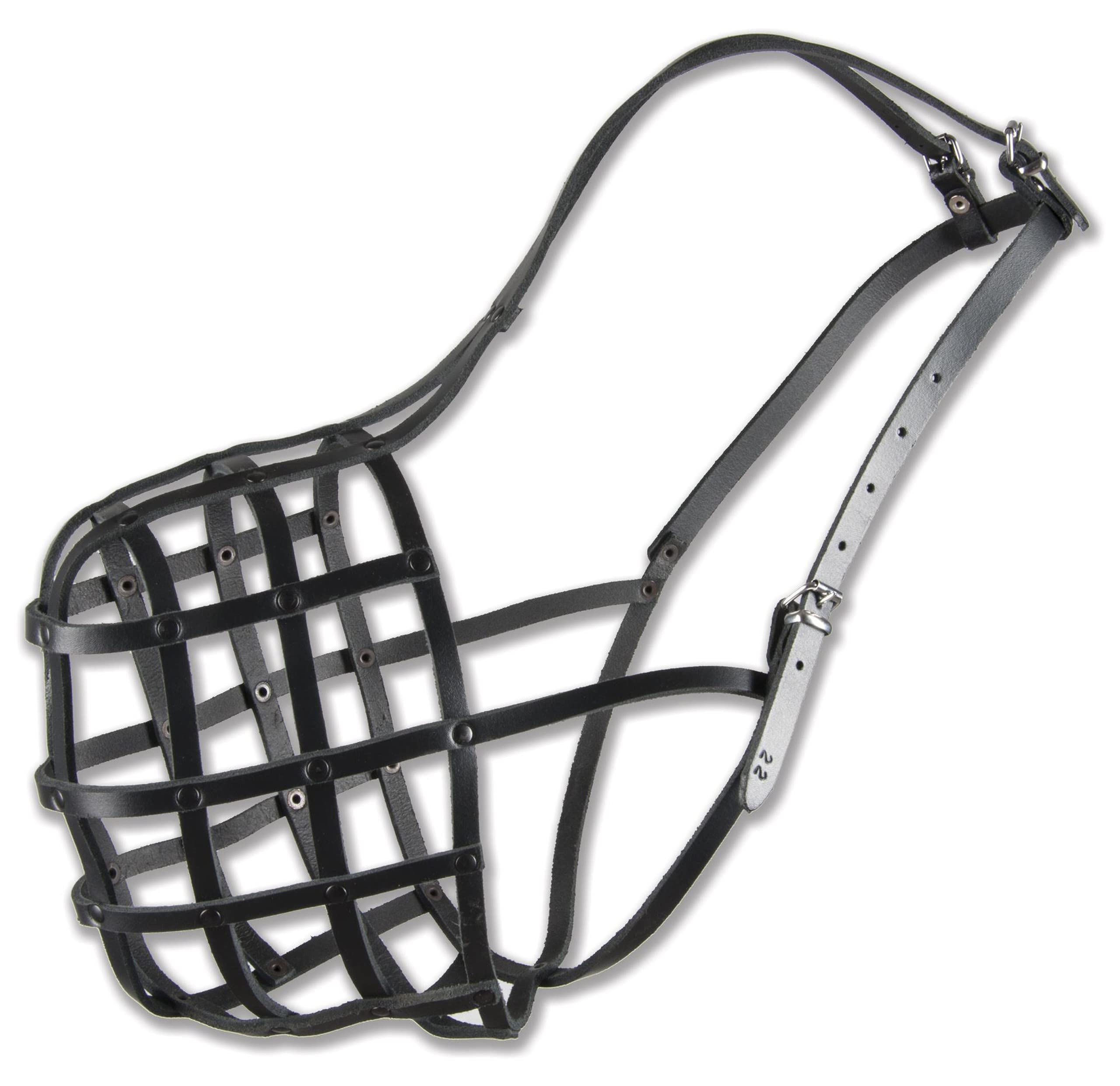 Bozal de Cuero, Negro, remachado 22" Mastín Grande